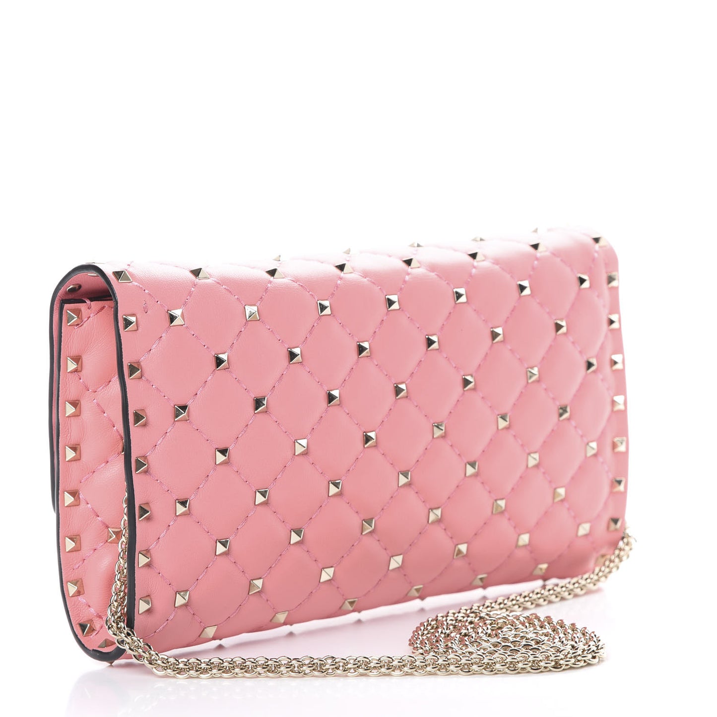 Nappa Rockstud Spike Wallet On Chain Paradise Rose