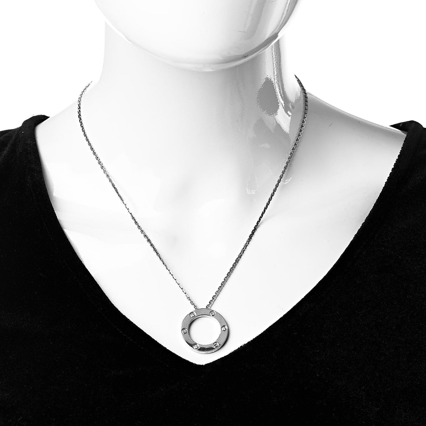 18K White Gold 3 Diamonds LOVE Pendant Necklace