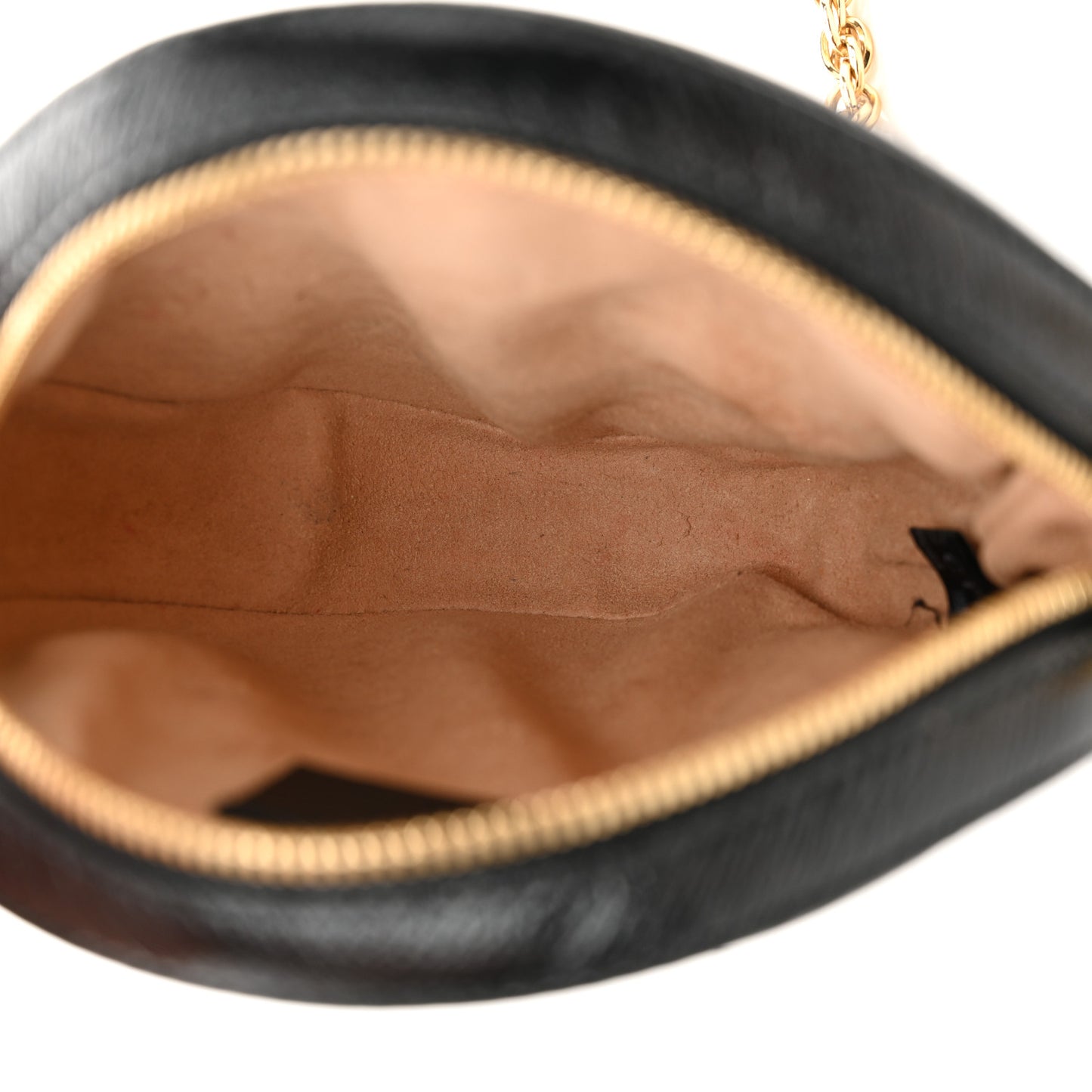 Suede Patent Web Mini Ophidia Round Shoulder Bag Black