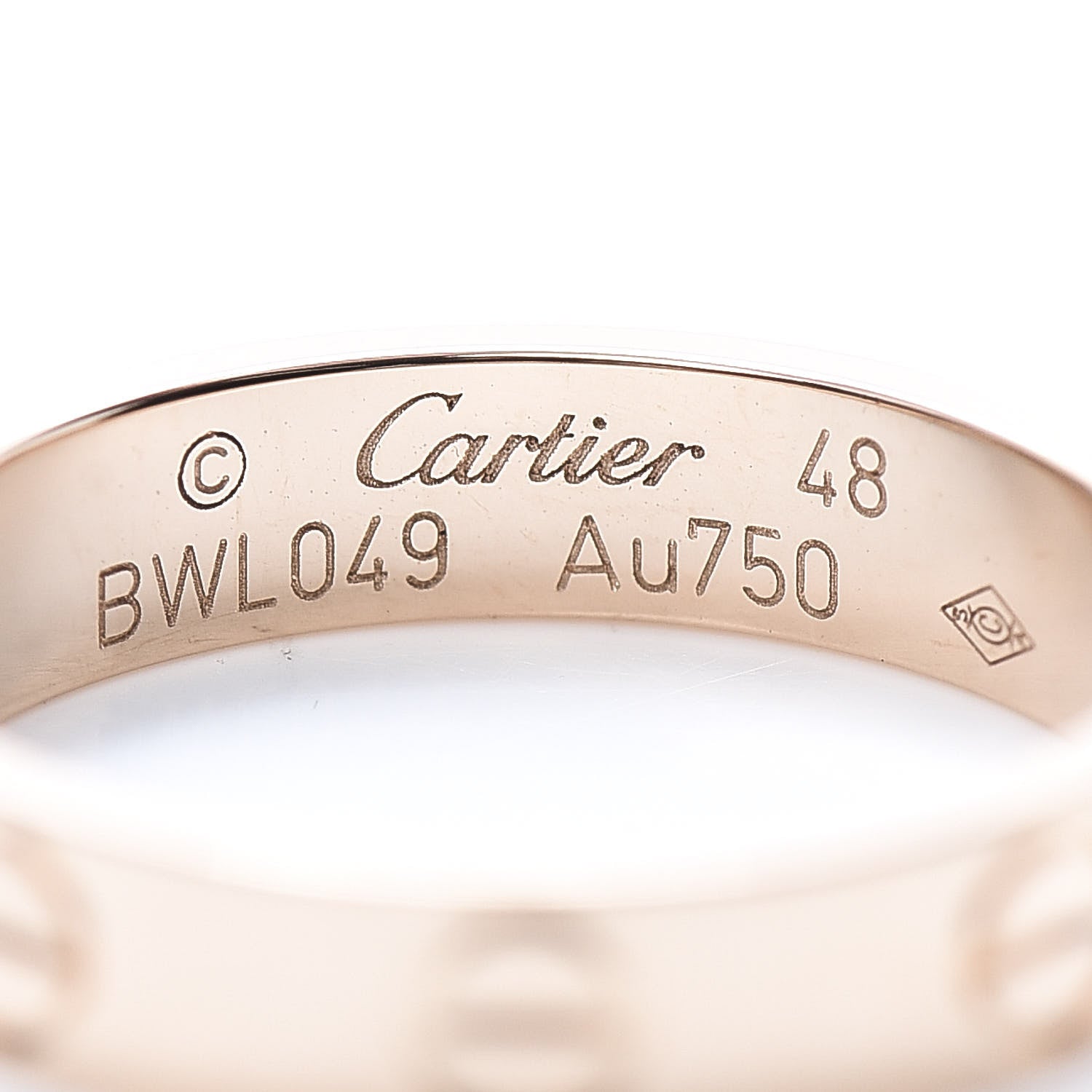 Cartier 18K Pink Gold 3.5mm LOVE Wedding Band Ring 48 4.5 4 of 5
