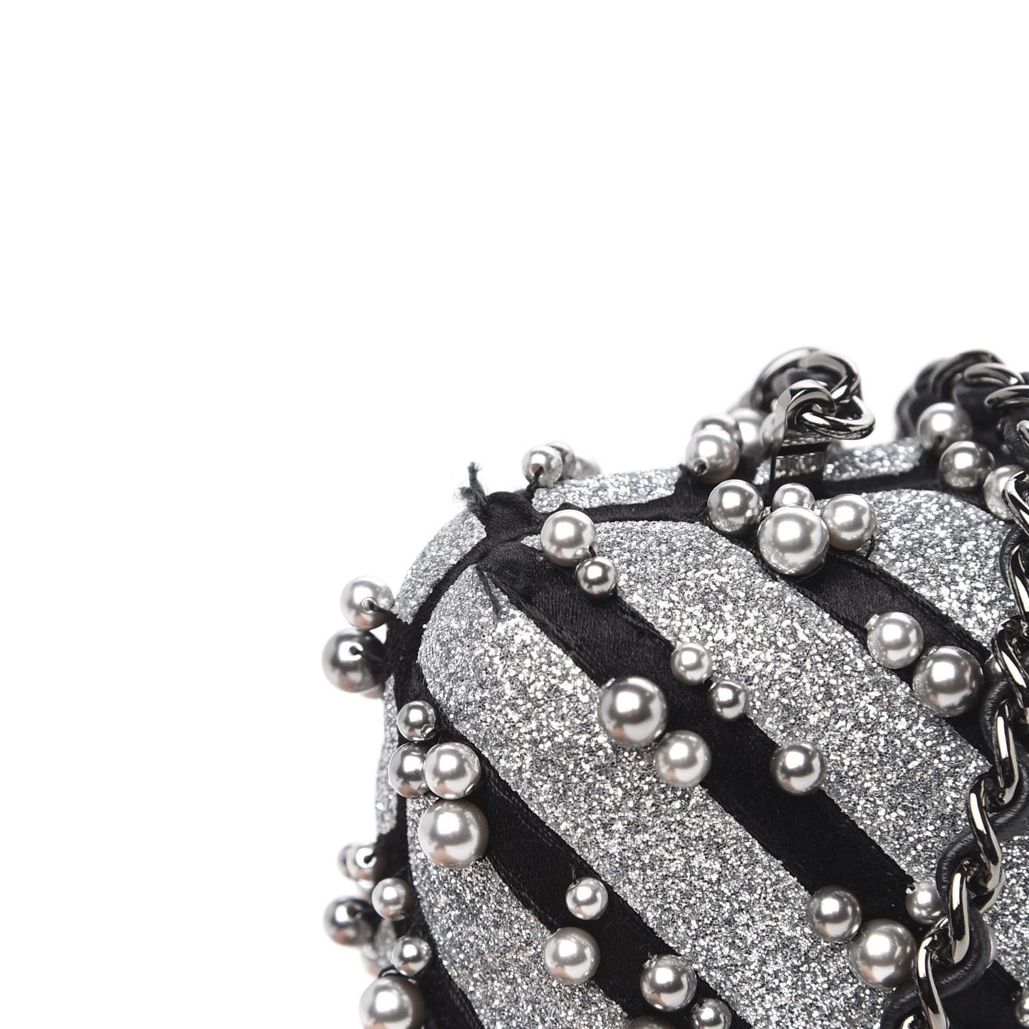Mixed Fibers Pearl Evening Clutch Silver Black