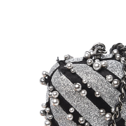 Chanel Mixed Fibers Pearl Evening Clutch Silver Black 11 of 11