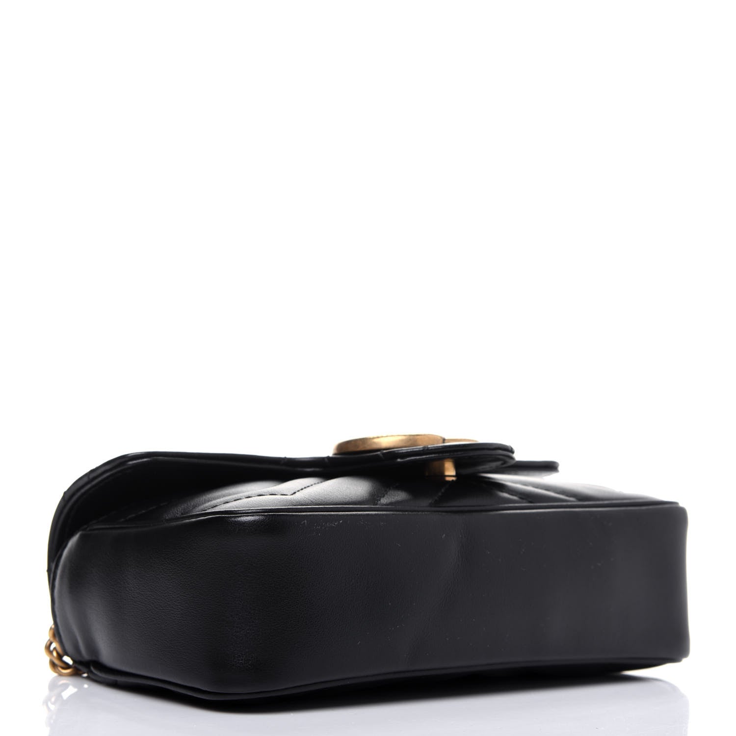 Gucci Calfskin Matelasse Super Mini GG Marmont Shoulder Bag Black 4 of 11