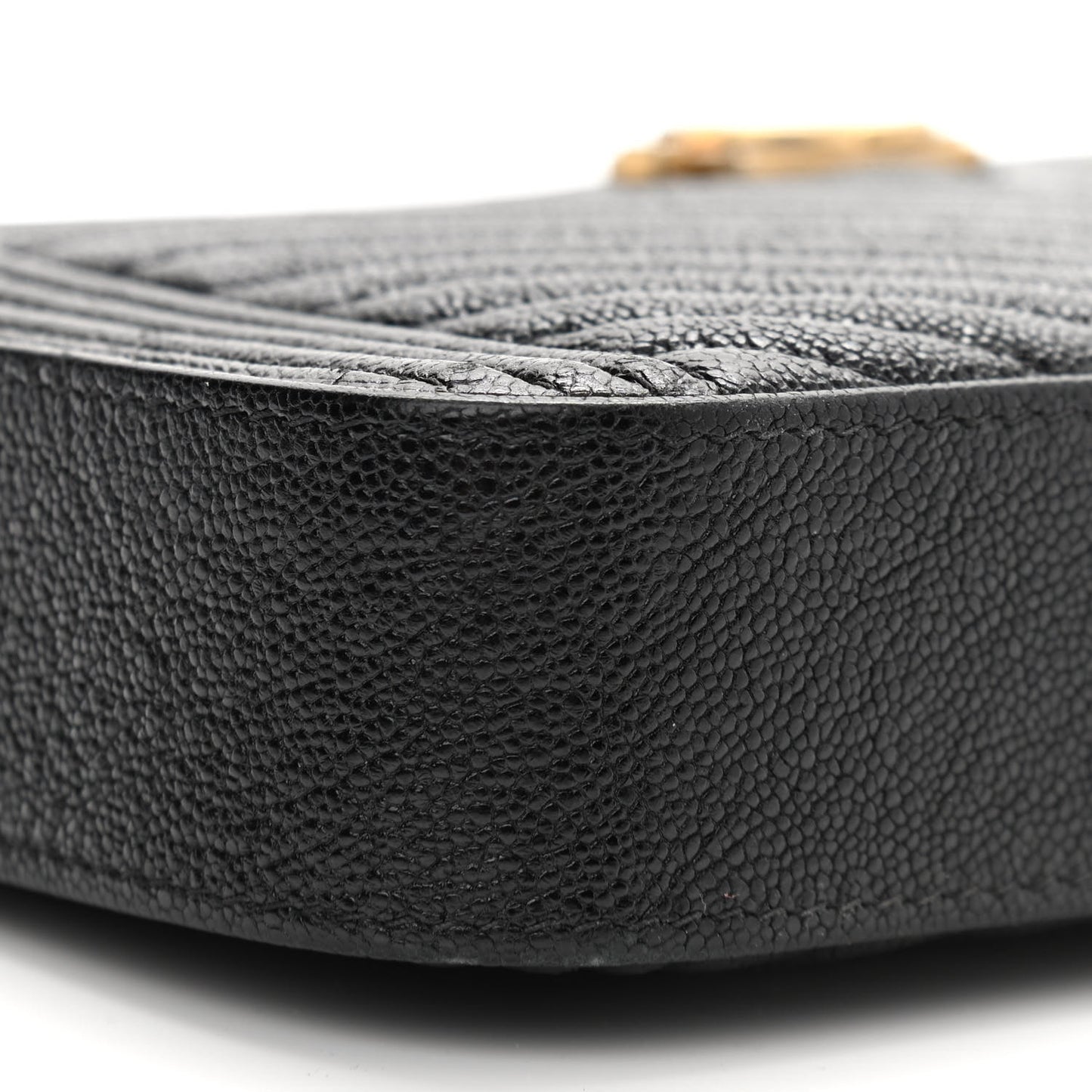 Caviar Chevron Small Boy Clutch With Chain Black