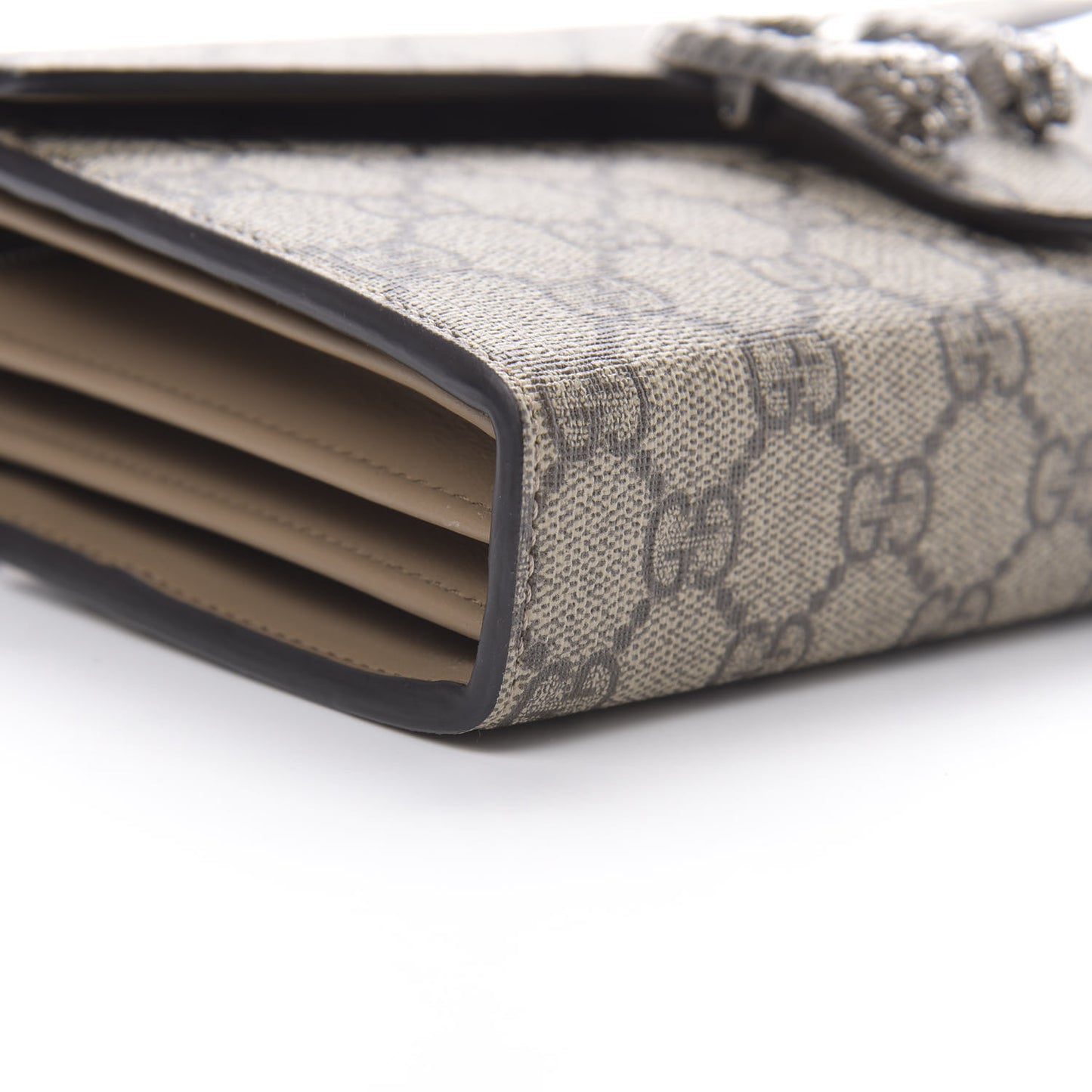 GG Supreme Monogram Mini Dionysus Chain Wallet Beige Taupe