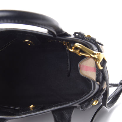 Burberry Derby Calfskin House Check Baby Banner Tote Black 5 of 9