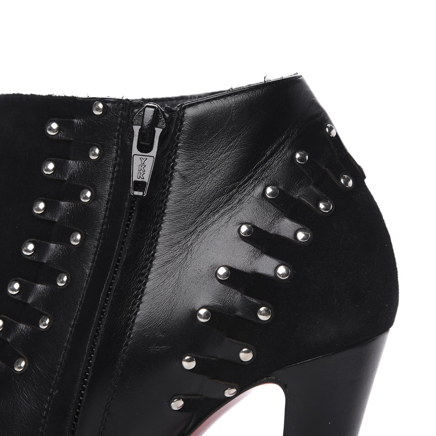 Calfskin Suede Studded 100 Ankle Boots 37 Black