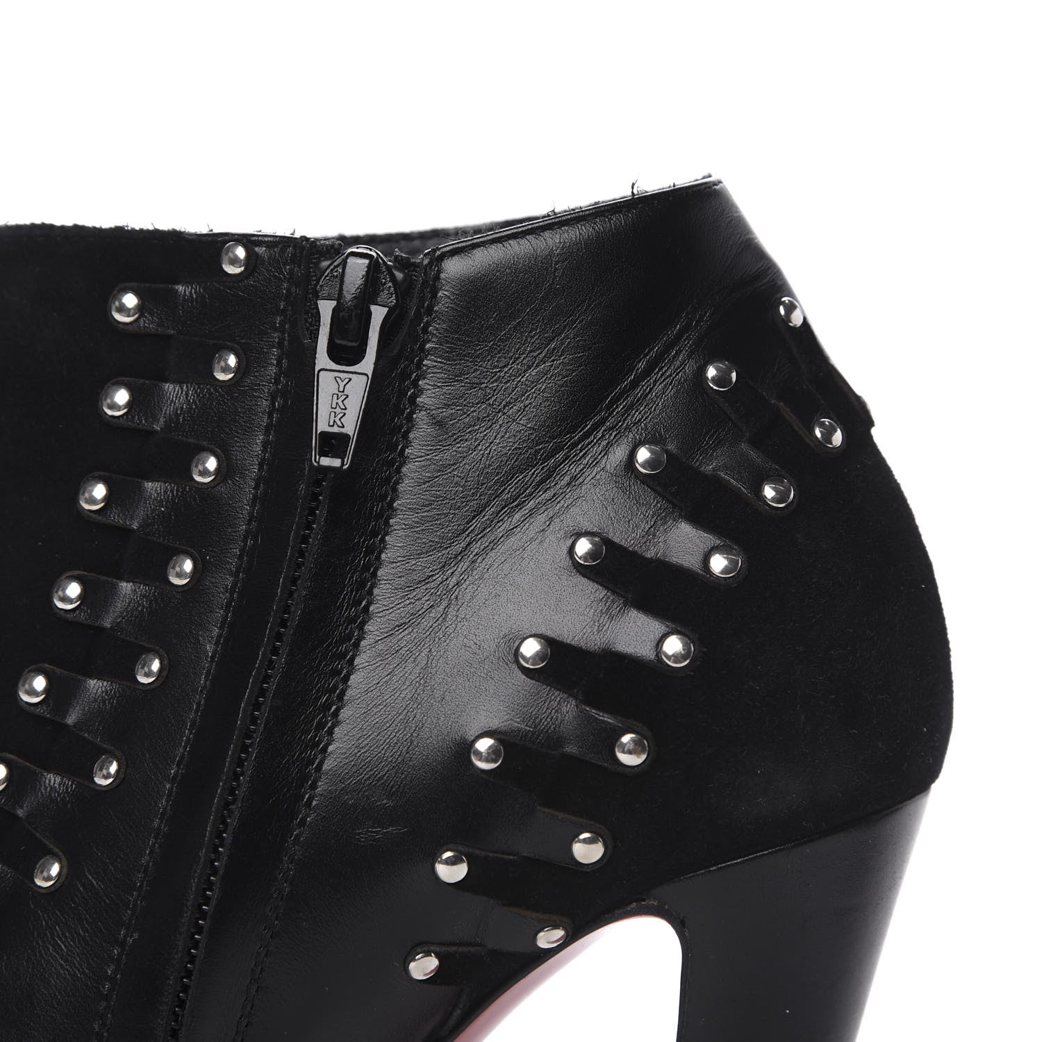 Christian Louboutin Calfskin Suede Studded 100 Ankle Boots 37 Black 13 of 13