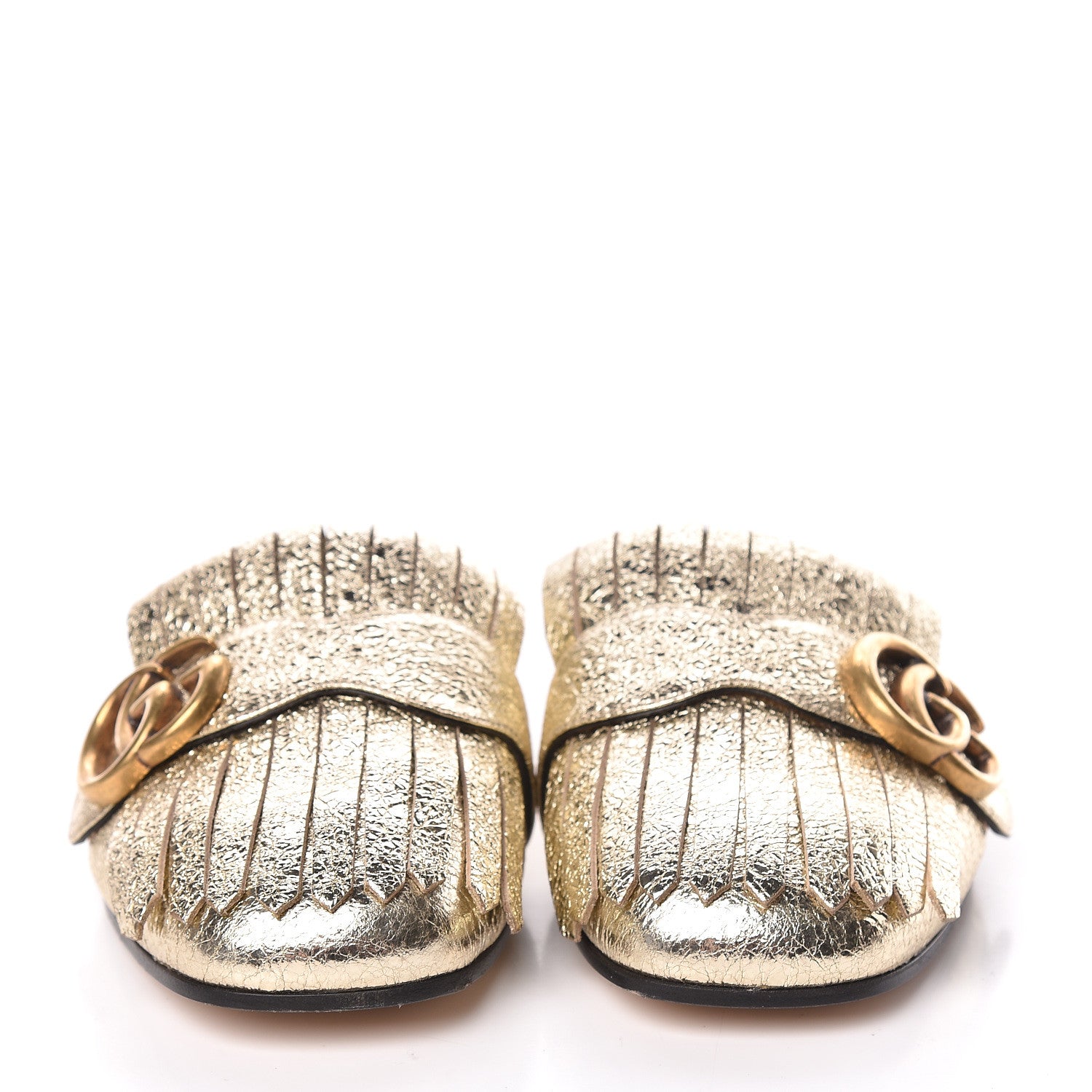 Gucci Galassia Womens GG Marmont Fringe Slippers 35.5 Platino 2 of 12