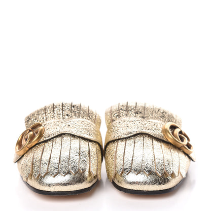 Gucci Galassia Womens GG Marmont Fringe Slippers 35.5 Platino 2 of 12