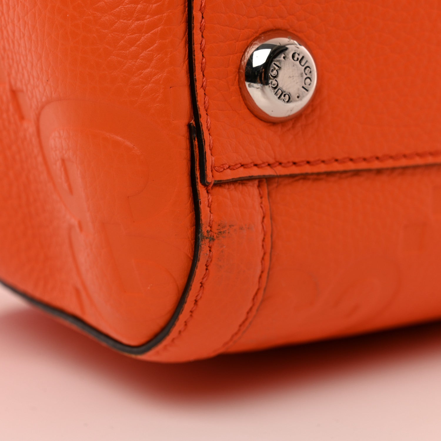 Gucci Piuma Calfskin Jumbo GG Embossed Large Duffle Bag Good Orange 8 of 8
