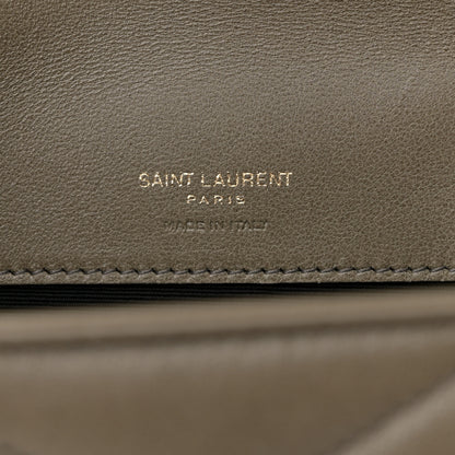 Saint Laurent Lambskin Chevron Quilted Small Loulou Bag Dark Strong Moss 7 of 13