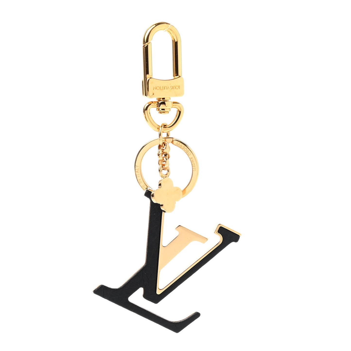 Metal Taurillon LV Capucines Bag Charm Key Holder Black