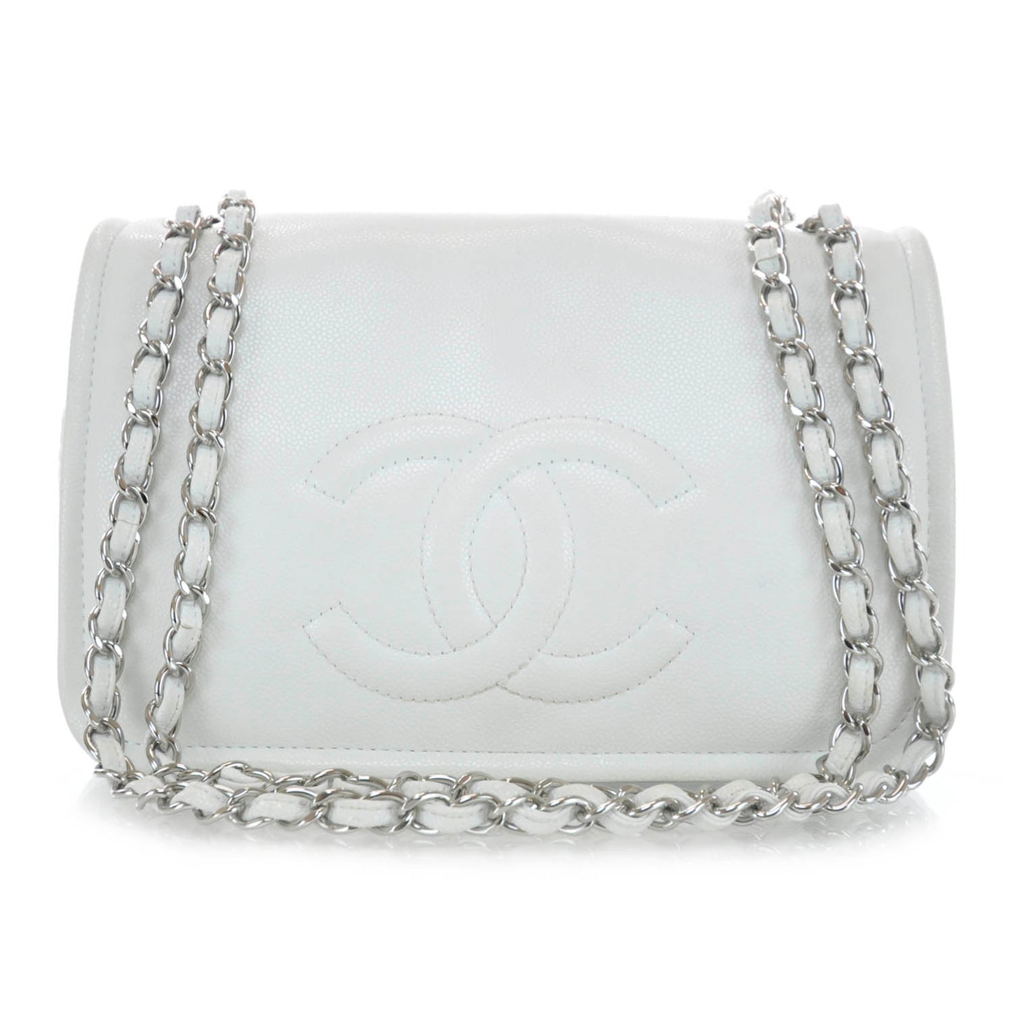 Caviar Timeless Large Flap White