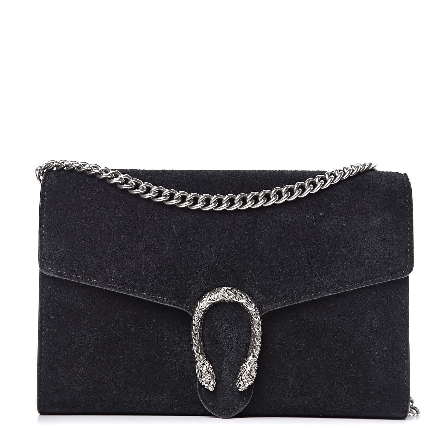 Gucci Suede Mini Dionysus Chain Wallet Black 1 of 10