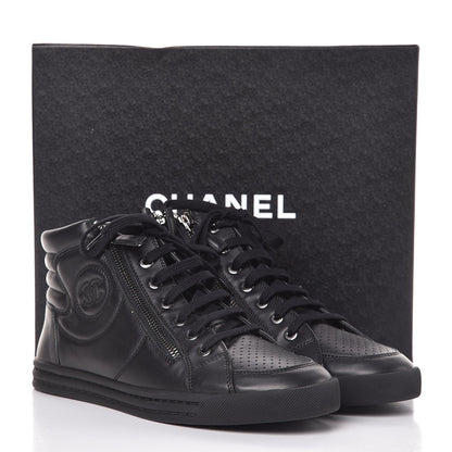 Chanel Calfskin High Top CC Sneakers 39 Black 11 of 11