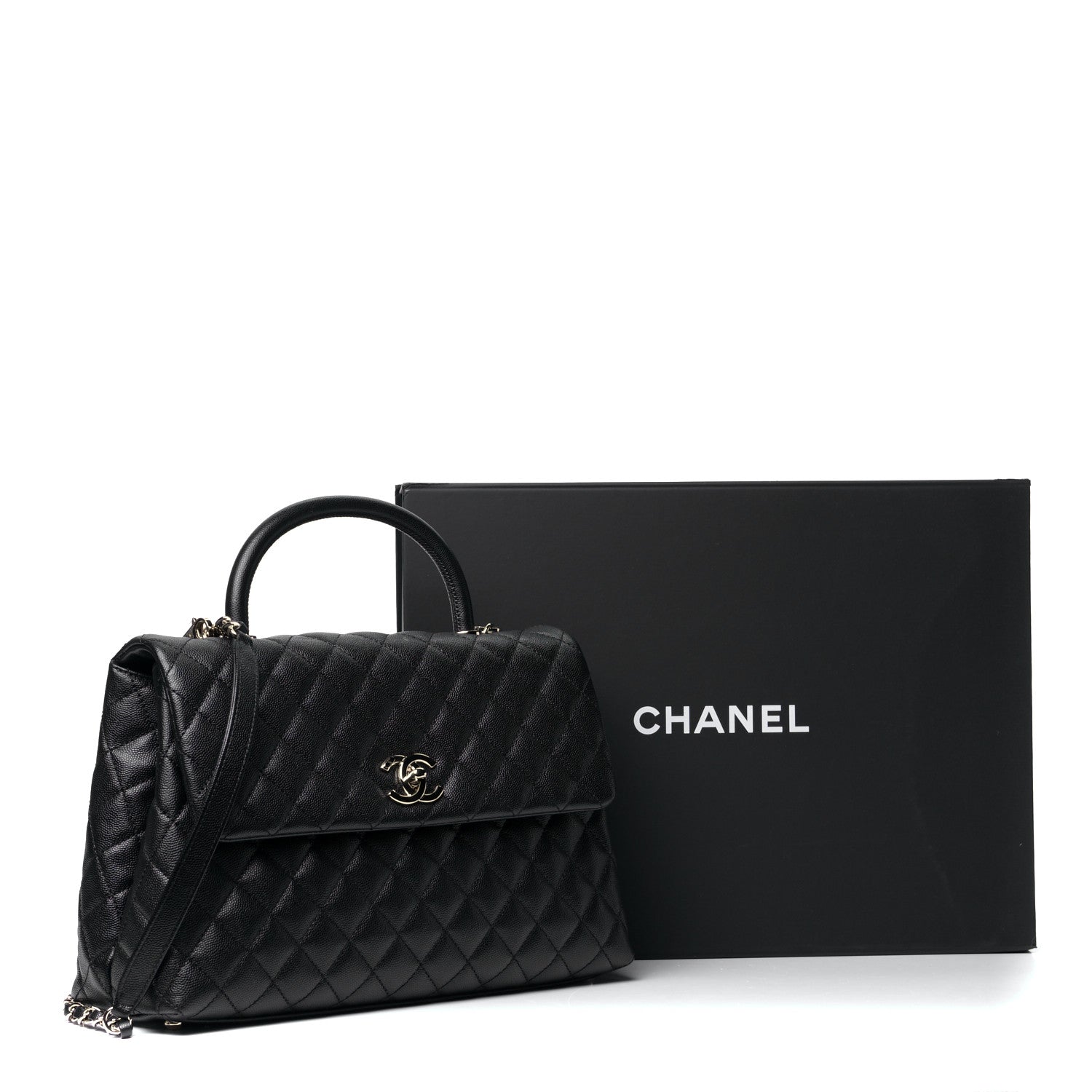 Chanel Caviar Quilted Medium Coco Handle Flap Black 6 of 6