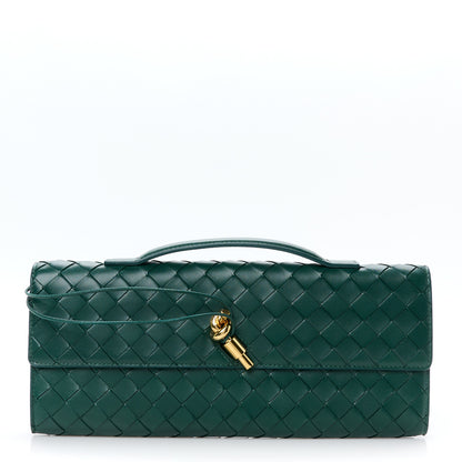 Bottega Veneta Nappa Intrecciato Long Andiamo Top Handle Clutch Emerald Green 1 of 8