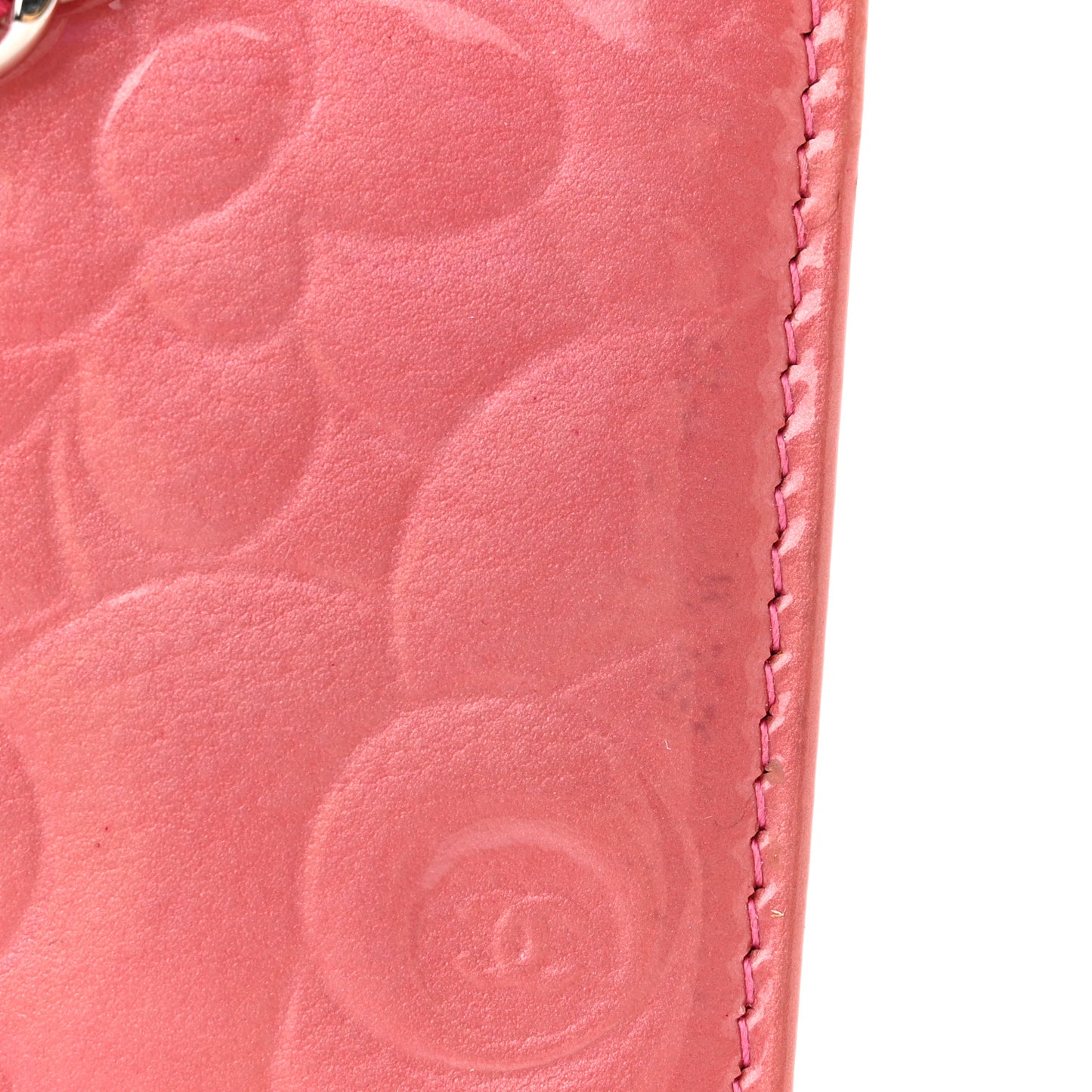 Patent Camellia Embossed Wallet on Chain WOC Rose