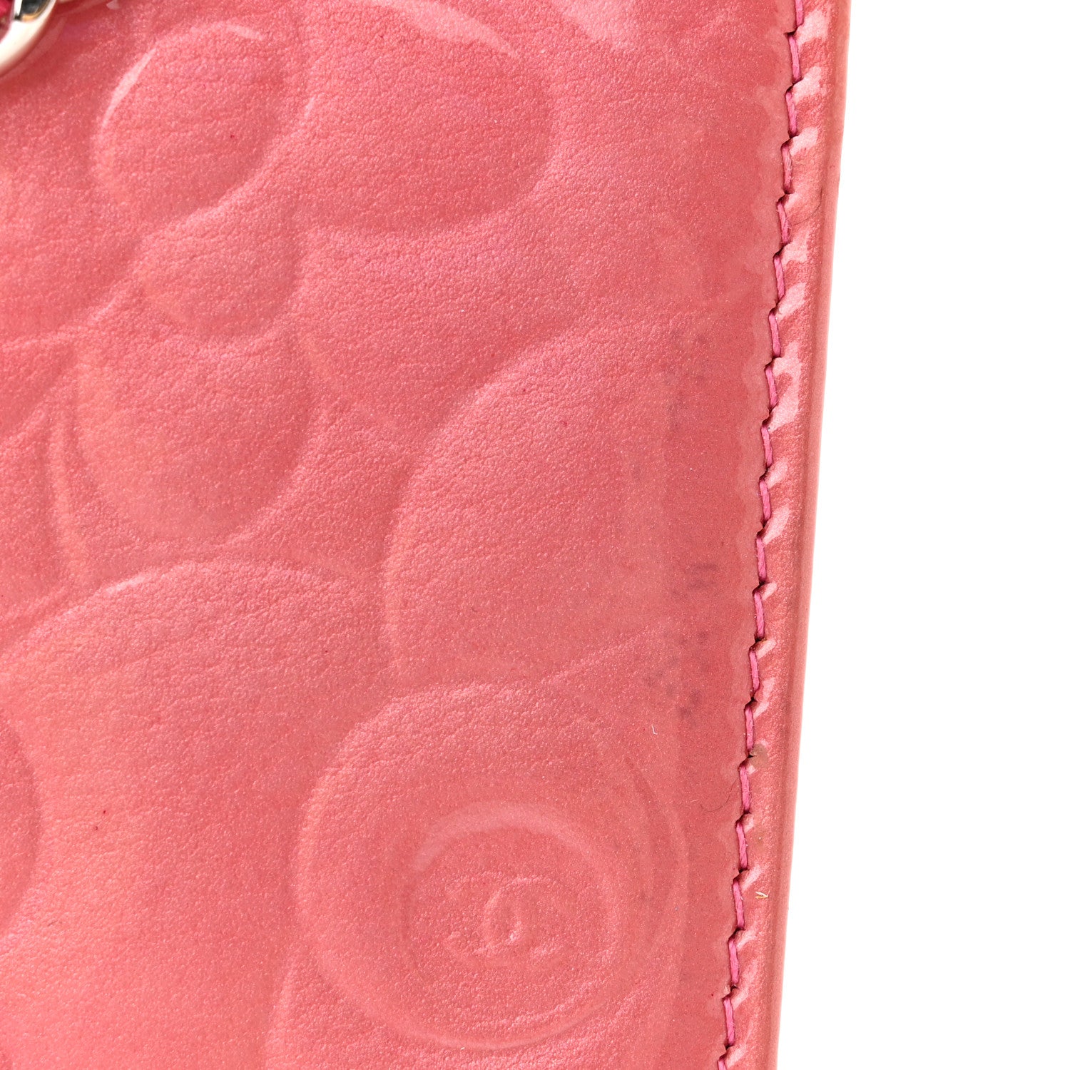 Chanel Patent Camellia Embossed Wallet on Chain WOC Rose 19 of 24