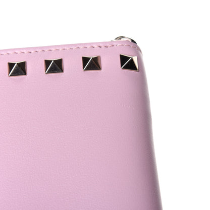 Valentino Garavani Calfskin Rockstud Zip Around Wallet Cipria 6 of 6