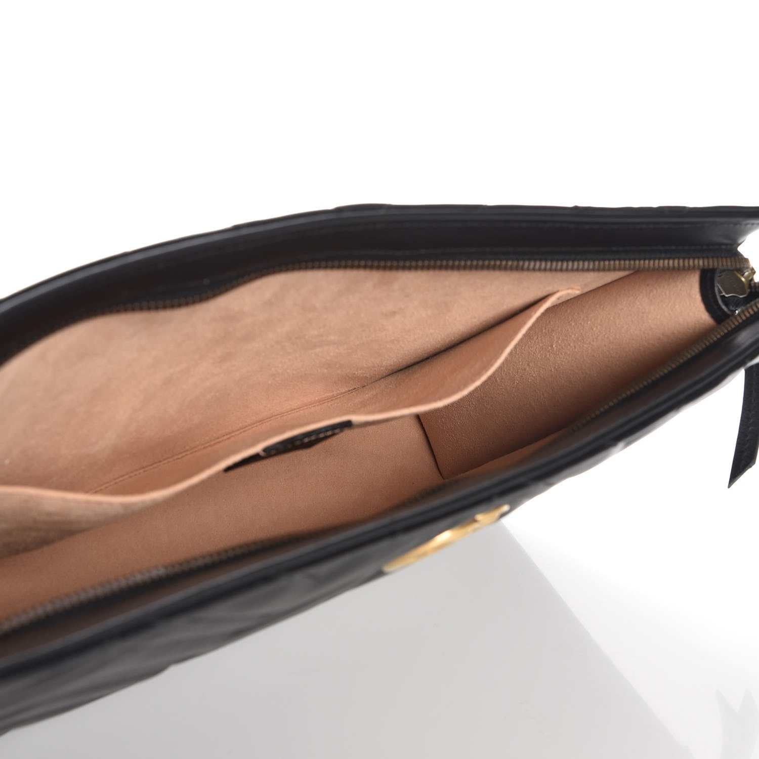 Gucci Calfskin Matelasse Chevron Heart GG Marmont Clutch Black 5 of 7