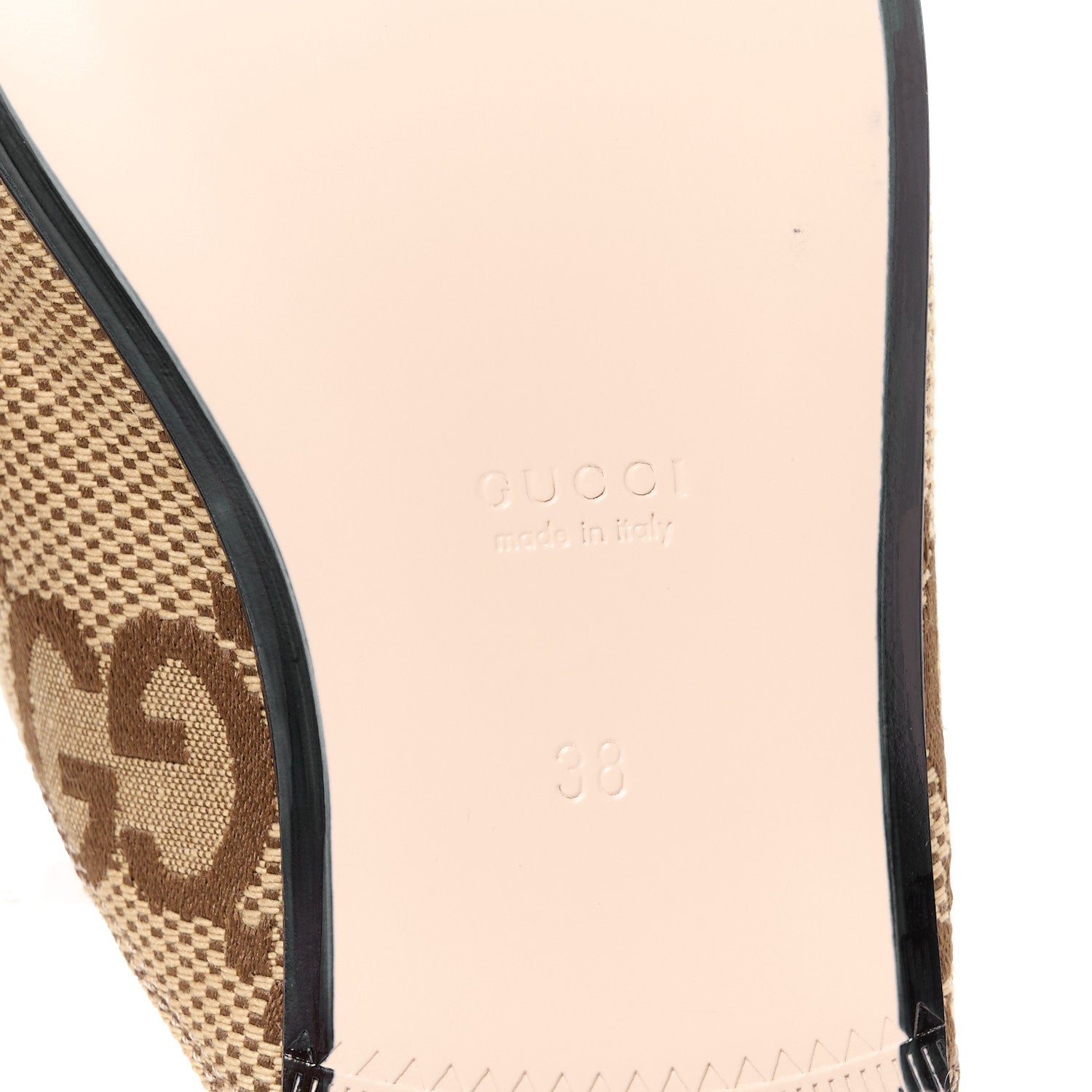 Gucci Monogram Jumbo GG Malaga Kid Womens Princetown Slippers 38 Camel Ebony New Acero Beige 8 of 10