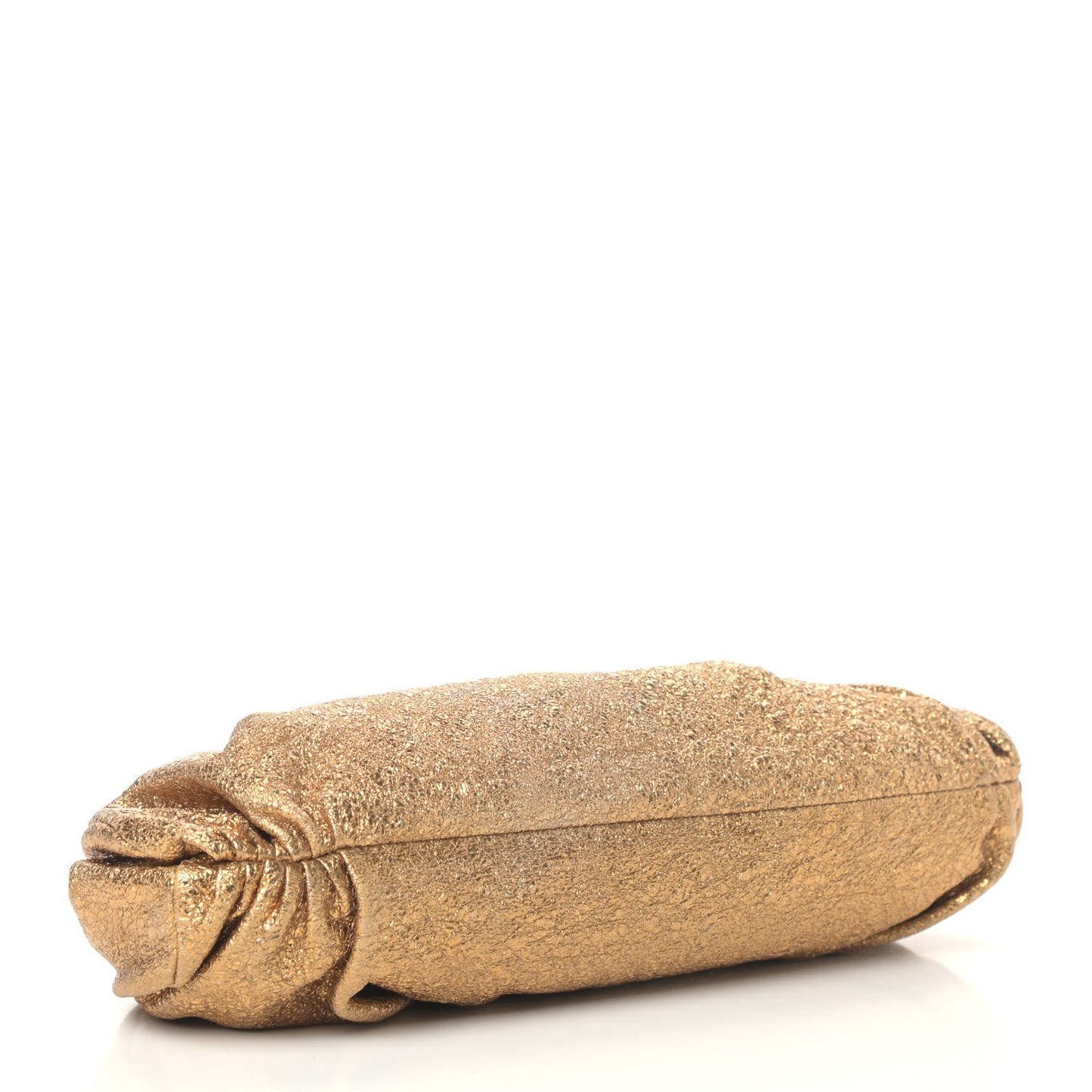 Metallic Crackled Calfskin Monte Carlo Clutch Gold