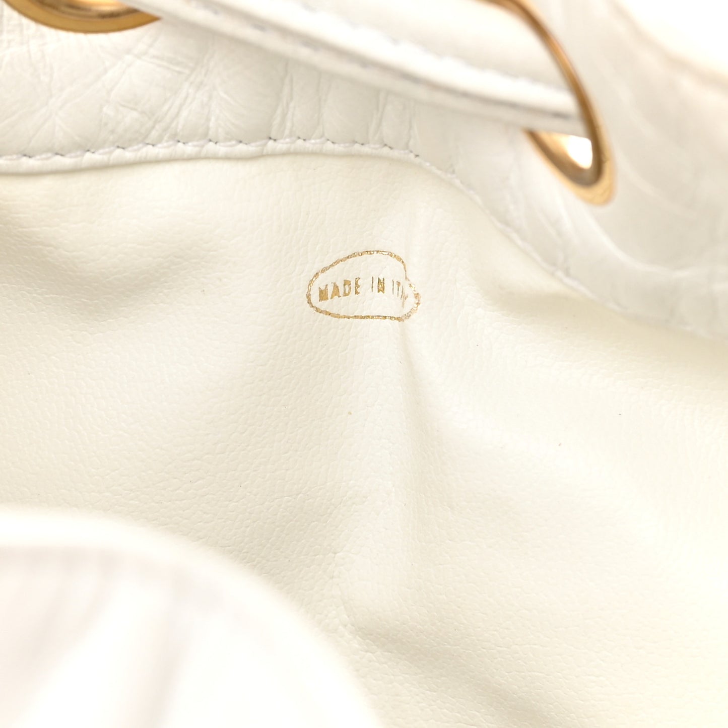 Lambskin CC Drawstring Bucket Bag White
