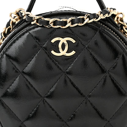Chanel Patent Lambskin Round Handle With Care Vanity With Chain Black 9 of 13