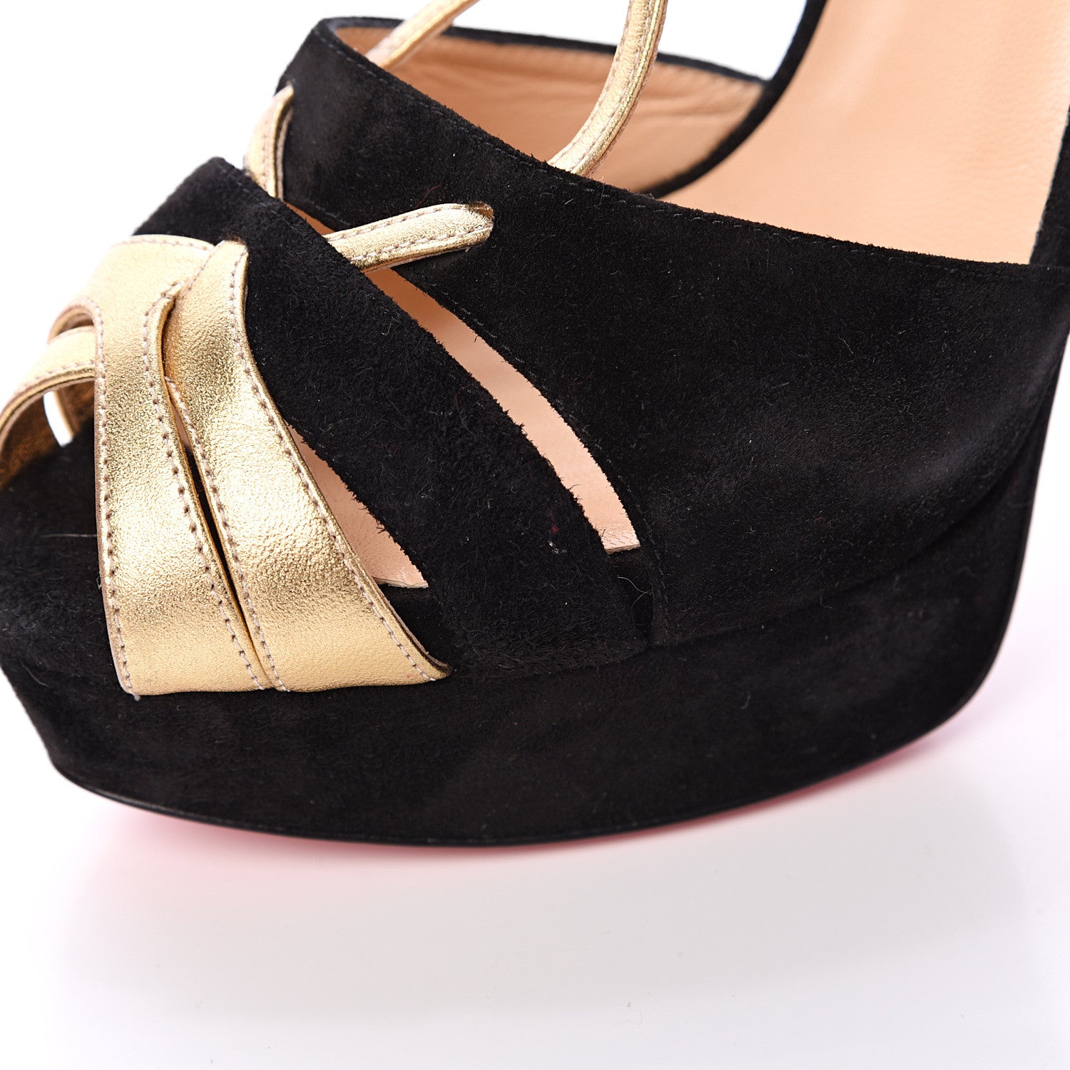 Christian Louboutin Suede Nappa Laminato Glennalta 150 Pumps 41 Black Gold 11 of 17