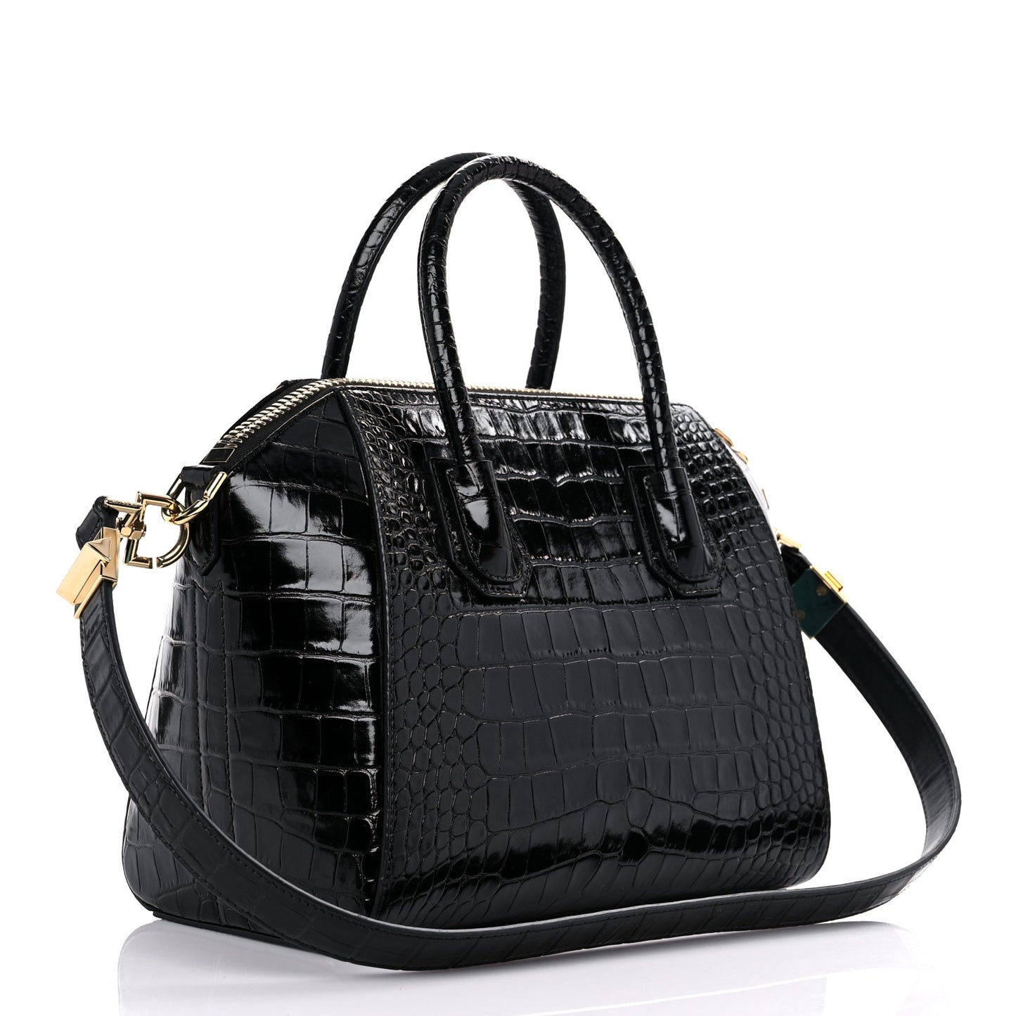 Calfskin Crocodile Embossed Small Antigona Black