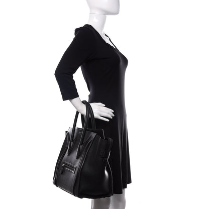 Celine Drummed Calfskin Mini Luggage Black 2 of 12