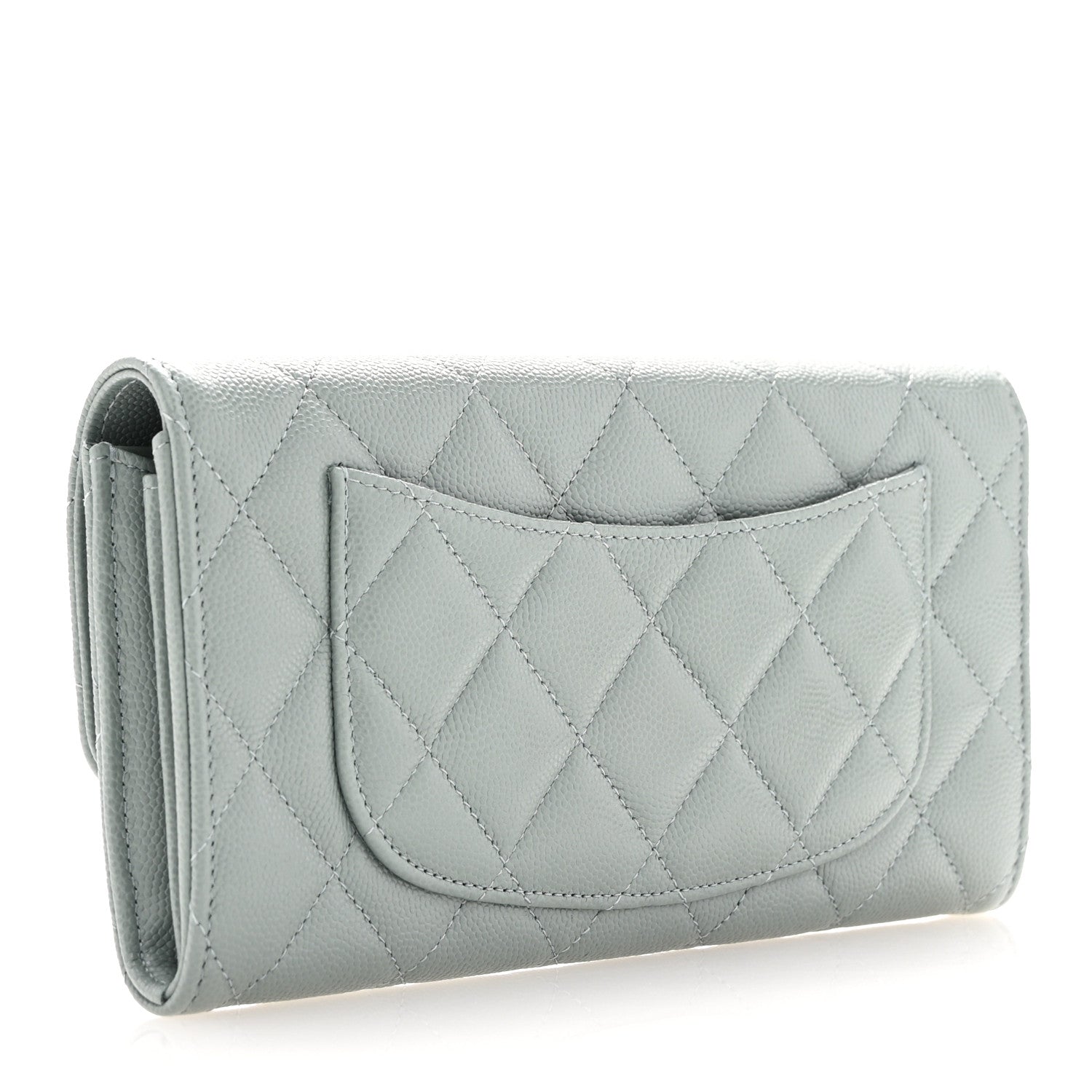 Chanel Caviar Quilted Large Gusset Flap Wallet Dark Green 3 of 9