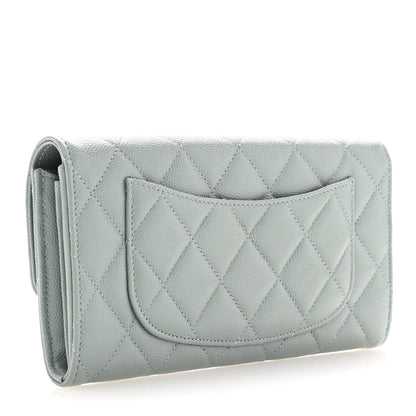 Chanel Caviar Quilted Large Gusset Flap Wallet Dark Green 3 of 9