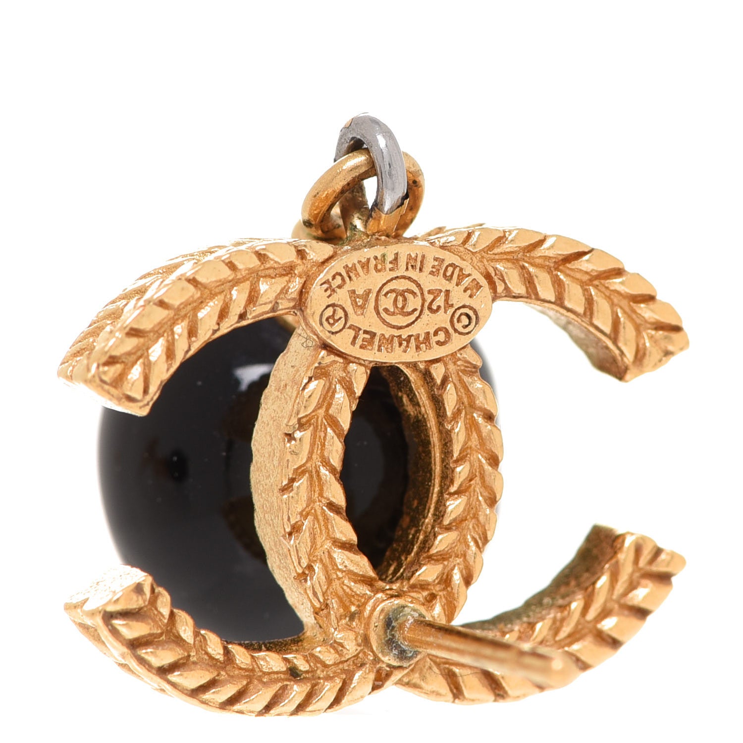 Chanel CC Bead Drop Earrings Gold Black 4 of 6