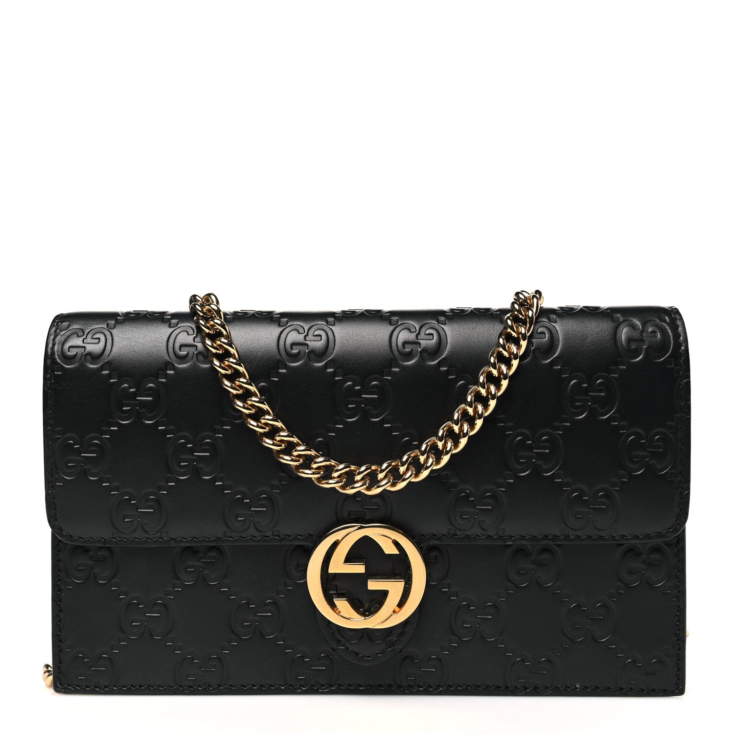 Gucci Guccissima Icon Chain Wallet Black 1 of 10