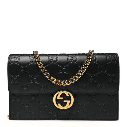 Gucci Guccissima Icon Chain Wallet Black 1 of 10
