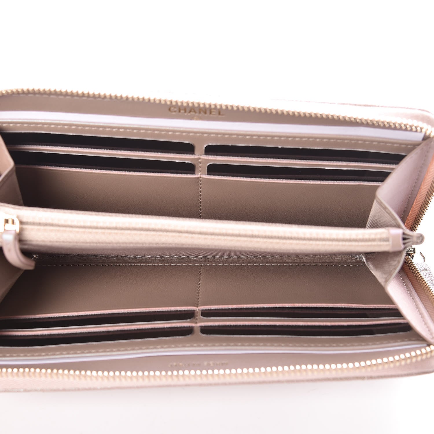 Chanel Iridescent Caviar Quilted Long Zip Around Wallet Beige 5 of 9