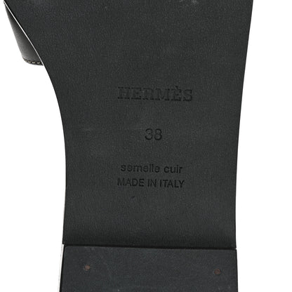 Hermes Box Calfskin Oran Sandals 38 Black 8 of 9