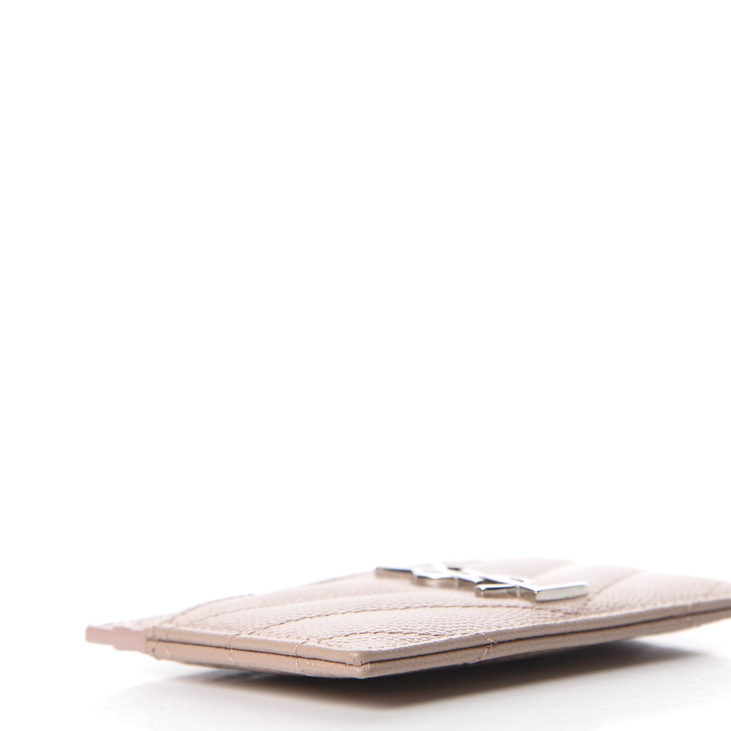 Grain De Poudre Matelasse Chevron Monogram Credit Card Case Pale Blush