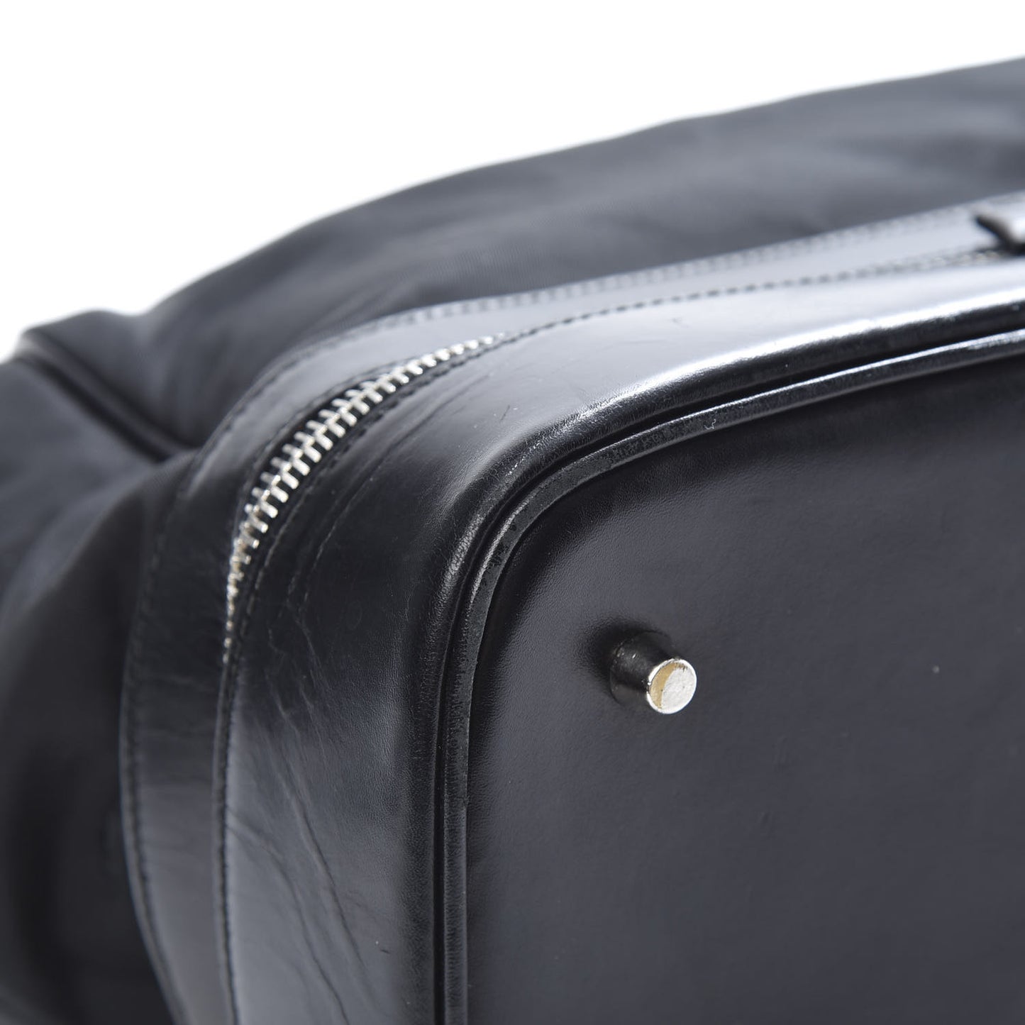 Tessuto Nylon Soft Calf Zip Around Satchel Black