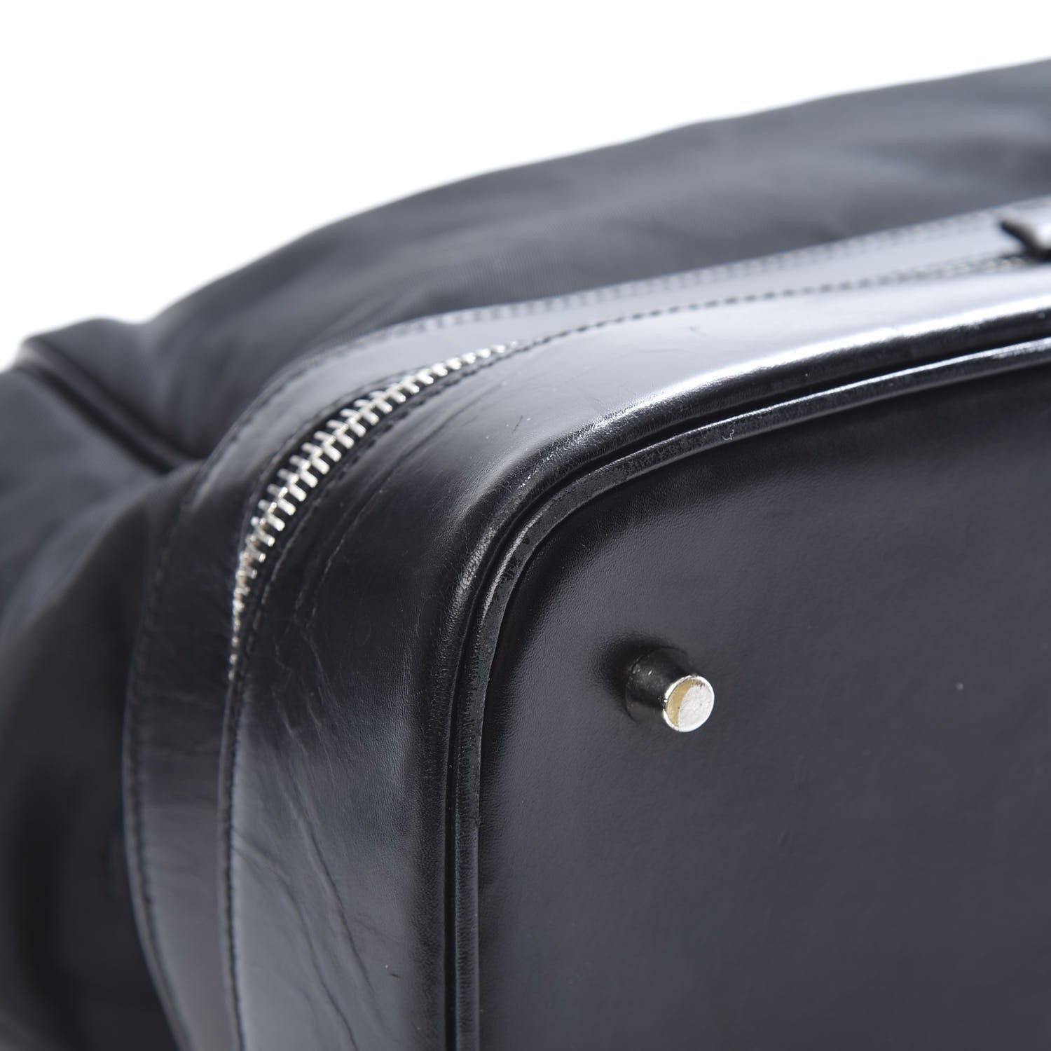 Prada Tessuto Nylon Soft Calf Zip Around Satchel Black 9 of 22