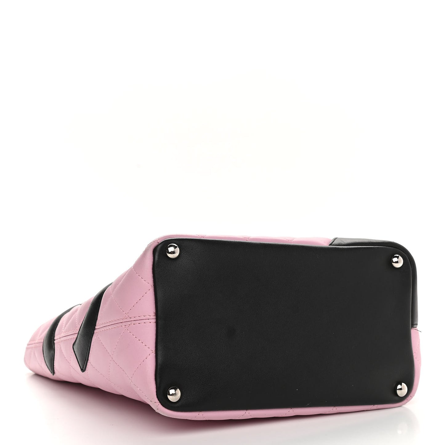 Calfskin Quilted Medium Cambon Tote Pink Black