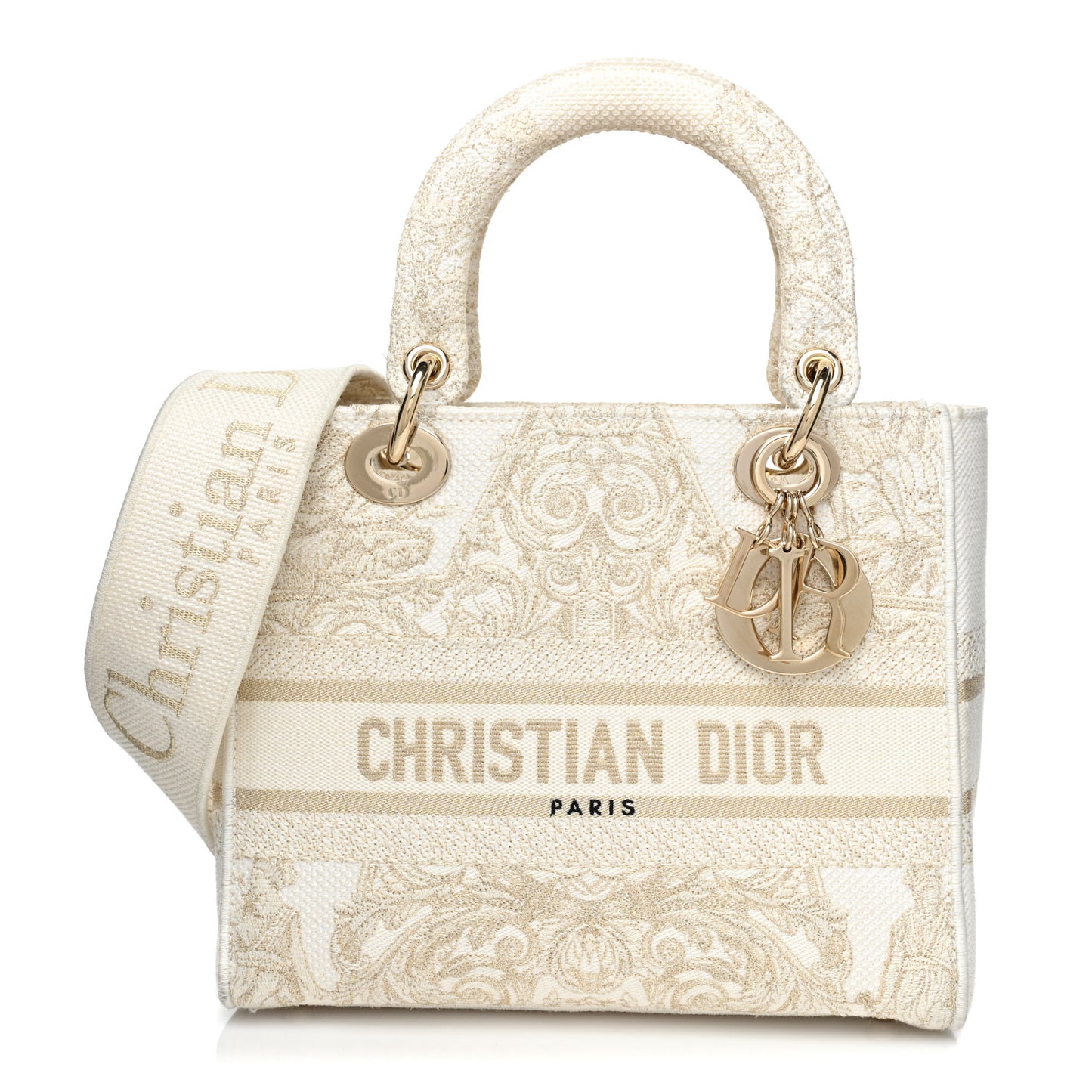 Canvas Around The World Stella Embroidered Medium Lady D-Lite White Gold