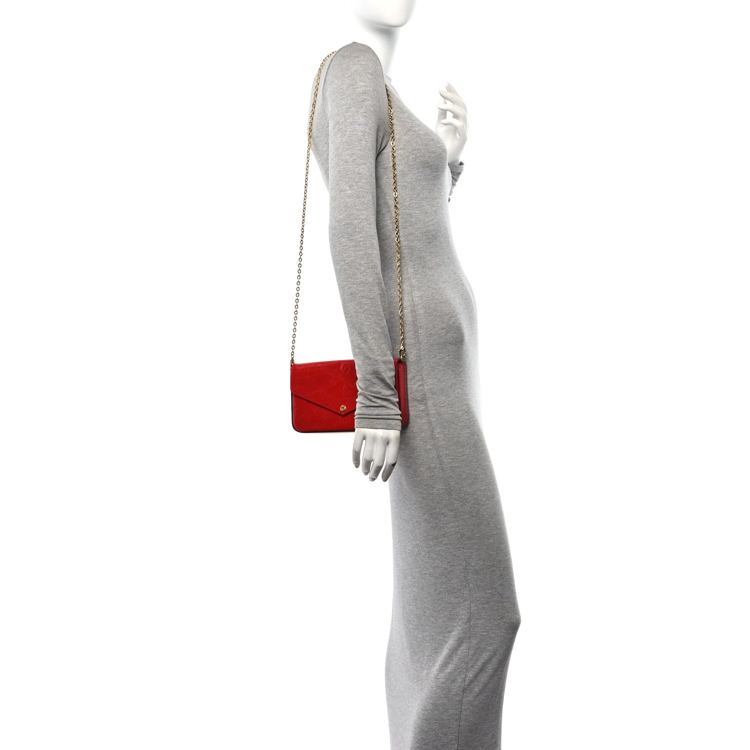 Louis Vuitton Vernis Felicie Pochette Chain Wallet Cherry 2 of 13
