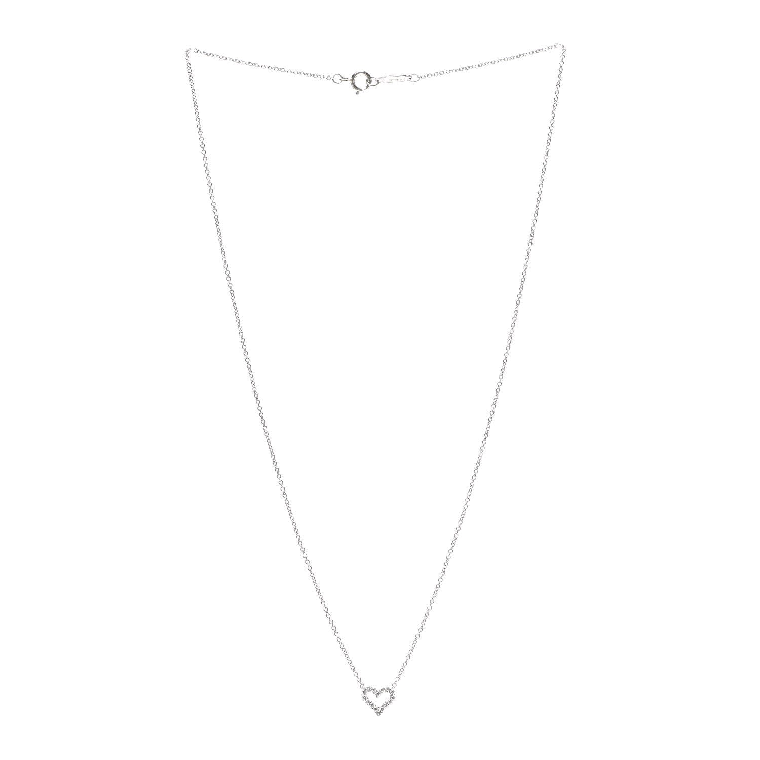 Tiffany Platinum Diamond Extra Mini Heart Pendant Necklace 3 of 6