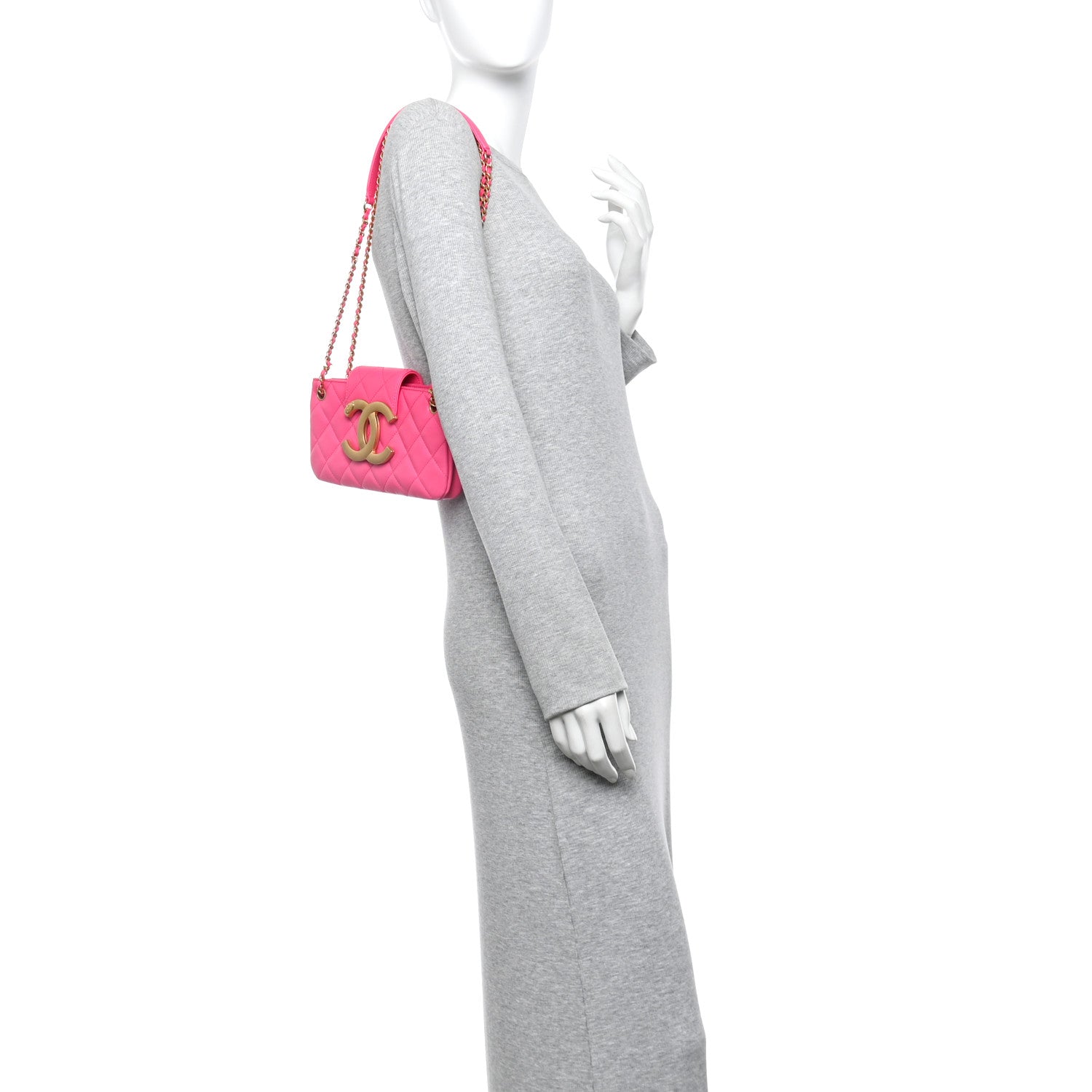 Chanel Lambskin Quilted Giant CC Baguette Bag Fuchsia 2 of 11