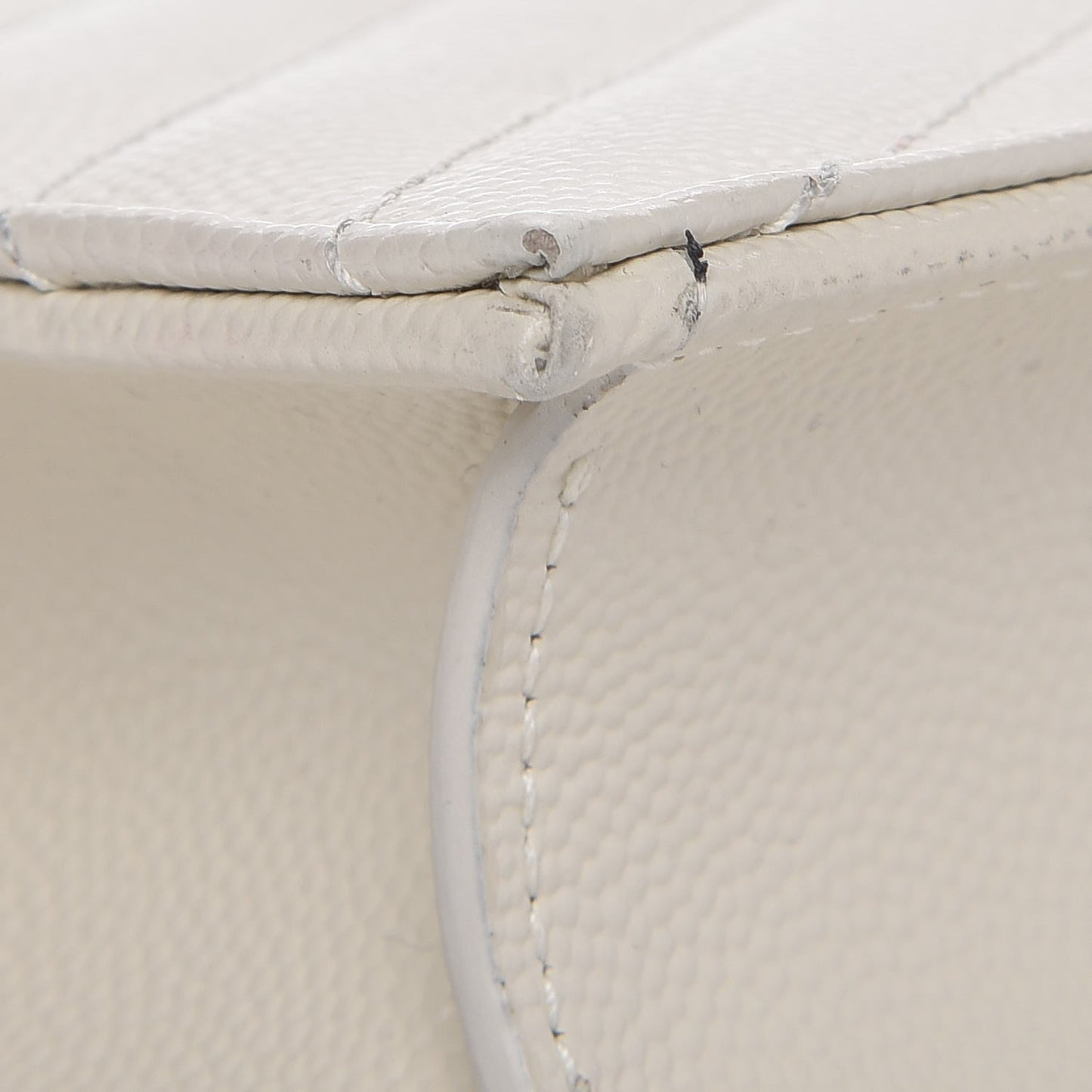 Grain De Poudre Matelasse Chevron Monogram Envelope Chain Wallet Dove White