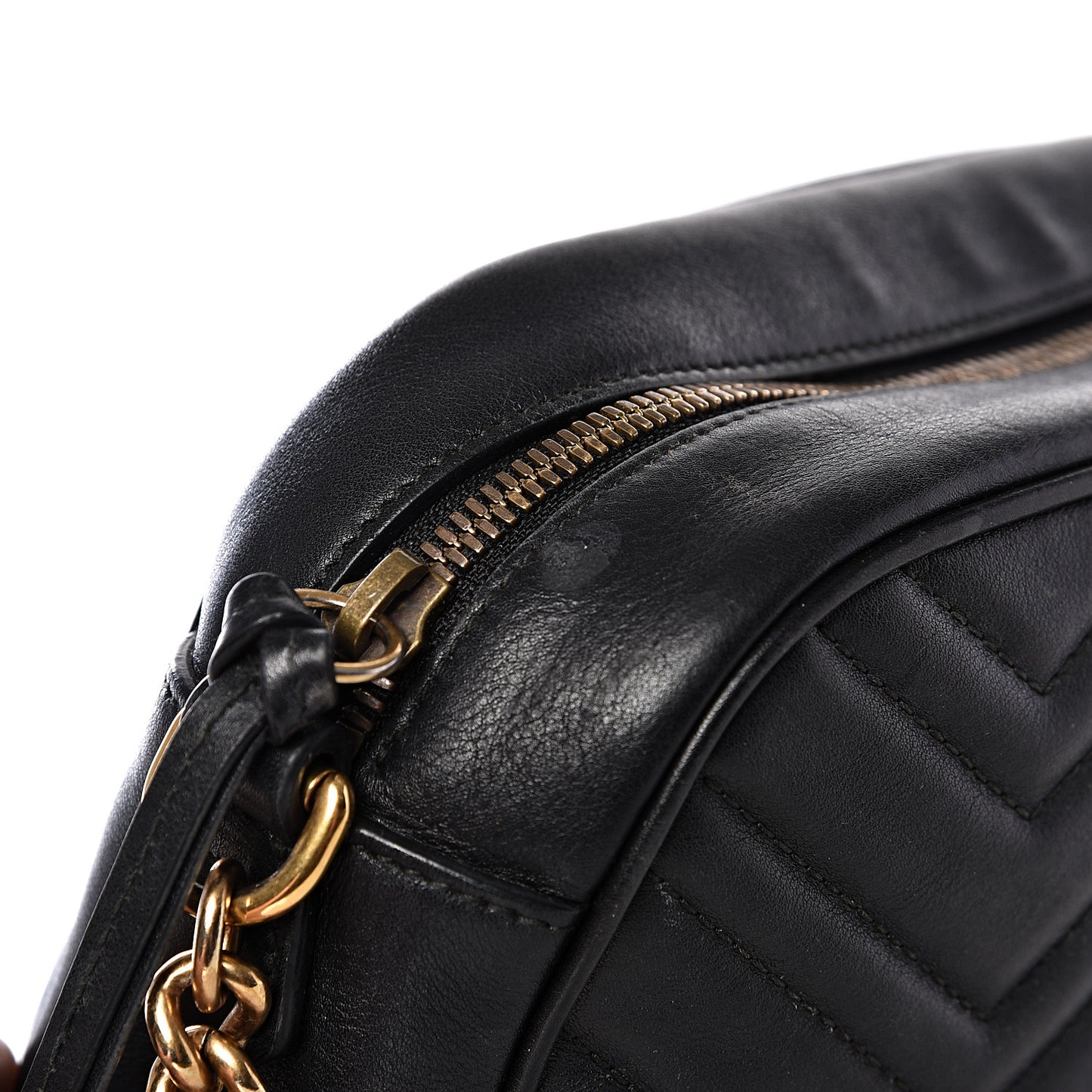 Calfskin Matelasse Small GG Marmont Chain Shoulder Bag Black